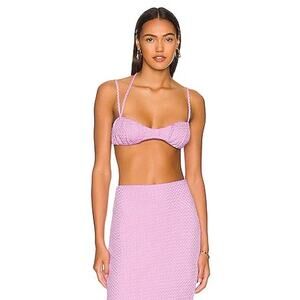 Camila Coelho Helen Top in Soft Lavender Textured Strappy Bralette XS FLAWED